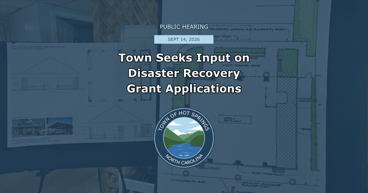 Public Hearing on September 14, 2026: Town Seeks Input on Disaster Recovery Grant Applications
